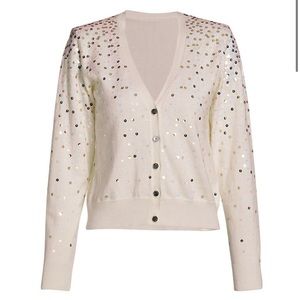 NWOT Cinq a Sept Nancy Sequin Cardigan in White